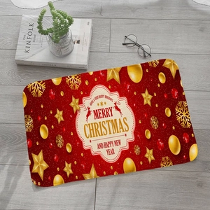 Christmas flannel absorbent mat with gold stars and snowflakes on red background