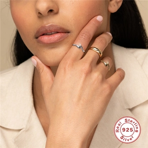 Minimalist 925 sterling silver snake open rings in gold and silver finish for women