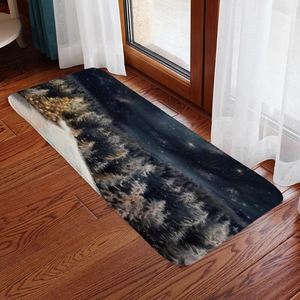 Detail of starry night forest runner rug showing soft texture and non-slip backing
