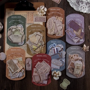 Vintage Retro Labels Stickers With Gold Foil Stamping Decorative DIY Aesthetic Journaling Scrapbooking Material Paper