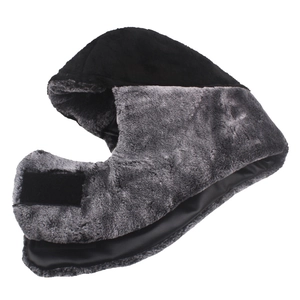 Winter thermal leather trapper hat with faux fur lining and velcro strap for wind protection
