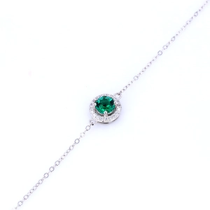 925 silver emerald bracelet with sparkling pavé cubic zirconia on a white background