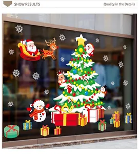 Christmas tree and Santa Claus window stickers for festive shop window decoration