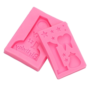 Set de moldes de silicona rosa para tartas de primer cumpleaños con estrellas