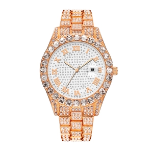 Orologio Al Quarzo Da Donna Di Lusso Con Strass Cinturino In Lega Numeri Romani Calendario Data Elegante