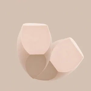 Giant makeup sponge set with unique multi-sided geometric cut for smooth foundation application
