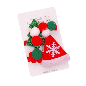 Lot de barrettes de Noël pour enfants avec sapin à paillettes et chapeau de Père Noël