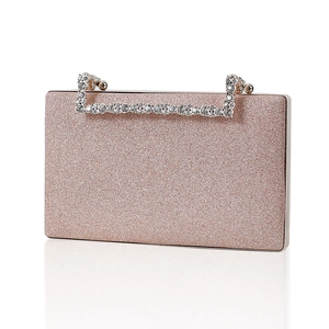 Rhinestone Handle Evening Bag Glitter PU Box Clutch Sparkly Purse For Women Party Wedding Bridal