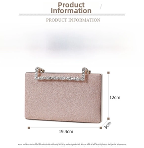 Detailed size specifications for rose gold glitter party clutch with crystal handle
