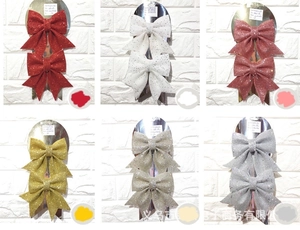 Lot de six nœuds de Noël à paillettes pour décorations de sapin et ornements de fête