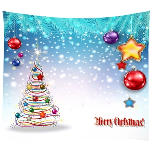 Christmas tapestry wall hanging with colorful ribbon tree and Merry Christmas text