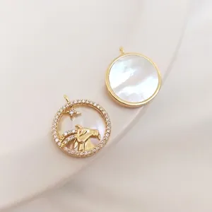 Λεπτομέρεια μενταγιόν Αιγόκερως 14K επιχρυσωμένο με φίλντισι και ζιργκόν πέτρες