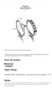 Detail showing Princess and Knight S925 rings with 3mm width and intricate craftwork