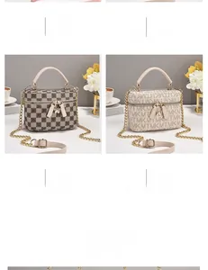 Détail du sac vanité avec fermeture papillon en métal et bandoulière en cuir