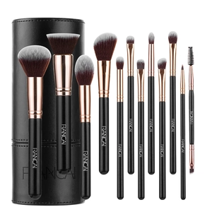 Professional Makeup Brushes Synthetic Fiber Wood Handle With PU Leather Travel Storage Case Face Eye Cosmetic Tools