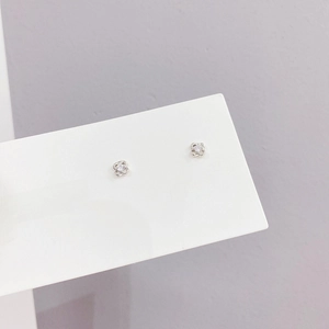 Three pairs of S925 silver needle stud earrings with clover design and clear zircons