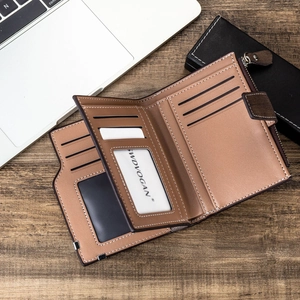 Brown multi-slot leather wallet with card holders and zipper pocket for men