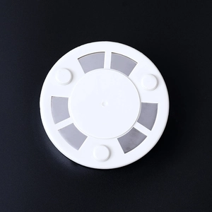 White stainless steel windproof ashtray with a rotating sealed cover and 3-leg base