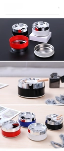 Detail view of disassembled stainless steel ashtray showing easy-to-clean components