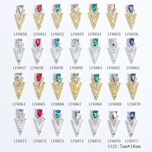 Nail Art Charms Alloy Rhinestone V Shape Hollow Water Drop 3D Jewelry Luxury Japanese Style Manicure Decorations
