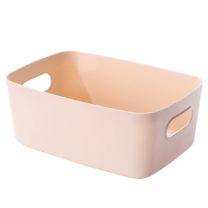 Japanese style minimalist plastic storage bin with handles for home organization