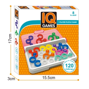 Kids logic puzzle game with 120 challenges and colorful rings, 17cm portable size