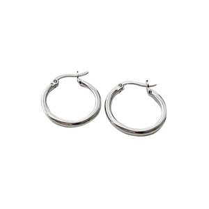 Minimalist S925 sterling silver hoop earrings with polished finish and hinged closure