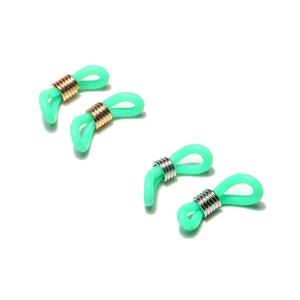 Nonslip silicone eyeglass chain connectors with gold and silver metal spring coils