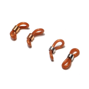 Brown silicone anti-slip rings with gold and silver spring coils for DIY eyewear chains