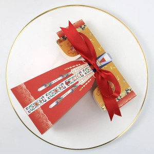 Boîtes à bonbons de mariage chinois traditionnels avec motif phénix et ruban satin rouge