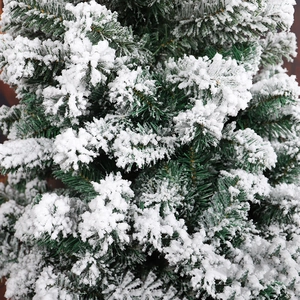 3m green flocked artificial Christmas tree with snow effect for mall window decor