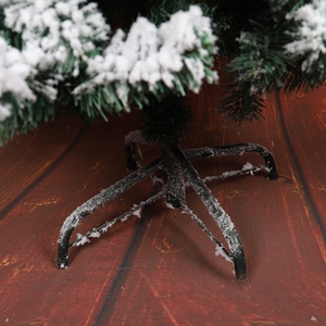 Stable black metal base for 3m flocked Christmas tree with artificial snow decoration