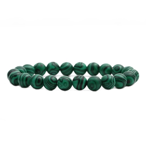 8mm tiger eye and green malachite beaded bracelet for men on white background