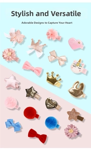 Detailed assortment of colorful PU leather clips featuring bunny, heart and star shapes