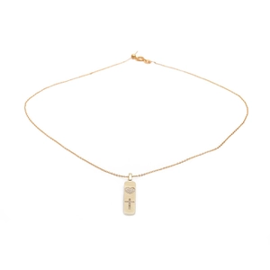 Collana dorata con pietra a cuore e ciondolo rettangolare inciso con 'FOREVER'