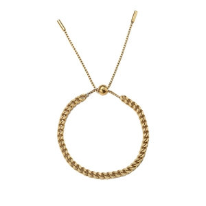 Minimalist gold adjustable Cuban link chain bracelet for women with pull-string slide clasp