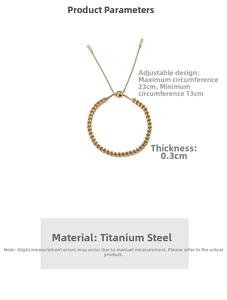 Detailed sizing chart for adjustable titanium steel chain bracelet with 13cm to 23cm length