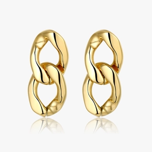 Minimalist Geometric Double Link Chain Earrings 316L Stainless Steel 18K Gold Plated High Polish Punk Style For Women