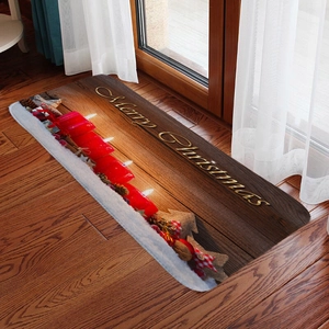 Christmas Door Mat Flannel Anti-Slip Absorbent Floor Rug For Living Room Kitchen Merry Christmas Decorative Festive