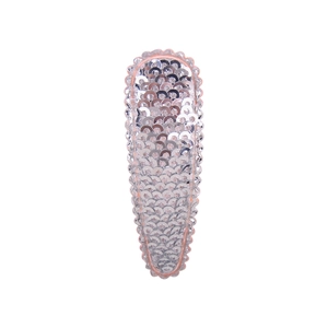 Detail of silver sequined drop hair clip with beige lace edge for kids and girls