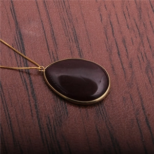 Teardrop Pendant Necklace Natural Stone Copper Box Chain Alloy Frame Fashion Sweater Jewelry For Women