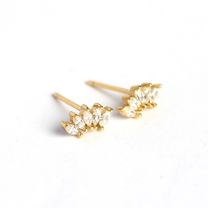 Élégantes boucles d'oreilles en argent S925 doré avec zircons taillés en marquise