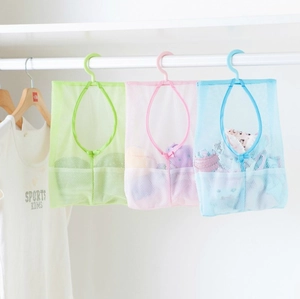 Hanging Mesh Storage Bag Breathable Polyester Multipurpose Organizer With Hook For Bathroom Closet Kitchen