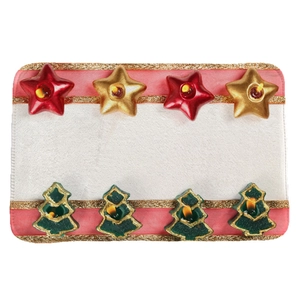 Christmas flannel absorbent door mat with festive stars and glowing tree pattern