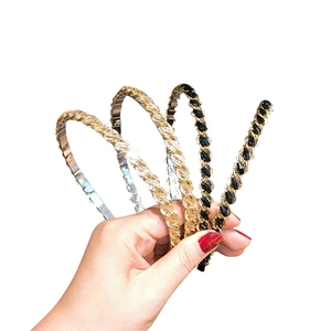 Elegant metal chain headbands set with crystals and woven details in gold and silver