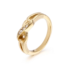 Infinity Symbol Ring Stainless Steel Micro Pave Zircon Twisted Textured Dainty Fashion Jewelry For Women