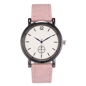 Women Minimalist Quartz Watch Fashion Simple Design PU Leather Frosted Strap Alloy Case Blue Pointers Sub-dial Casual Style