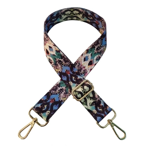 Ethnic style colorful adjustable wide shoulder strap with gold metal hooks and hardware