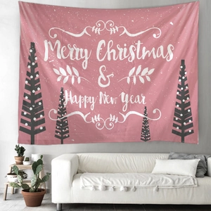 Detailierte Textur des rosa Weihnachtswandteppichs mit Merry Christmas Aufdruck