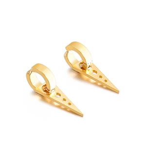 Boucles d'oreilles triangulaires pour hommes en acier inoxydable doré évidé